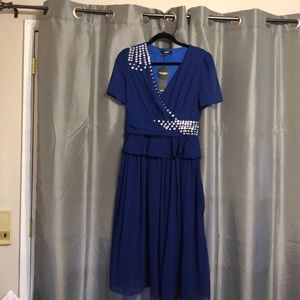 Royal blue ladies embellished cocktail dress